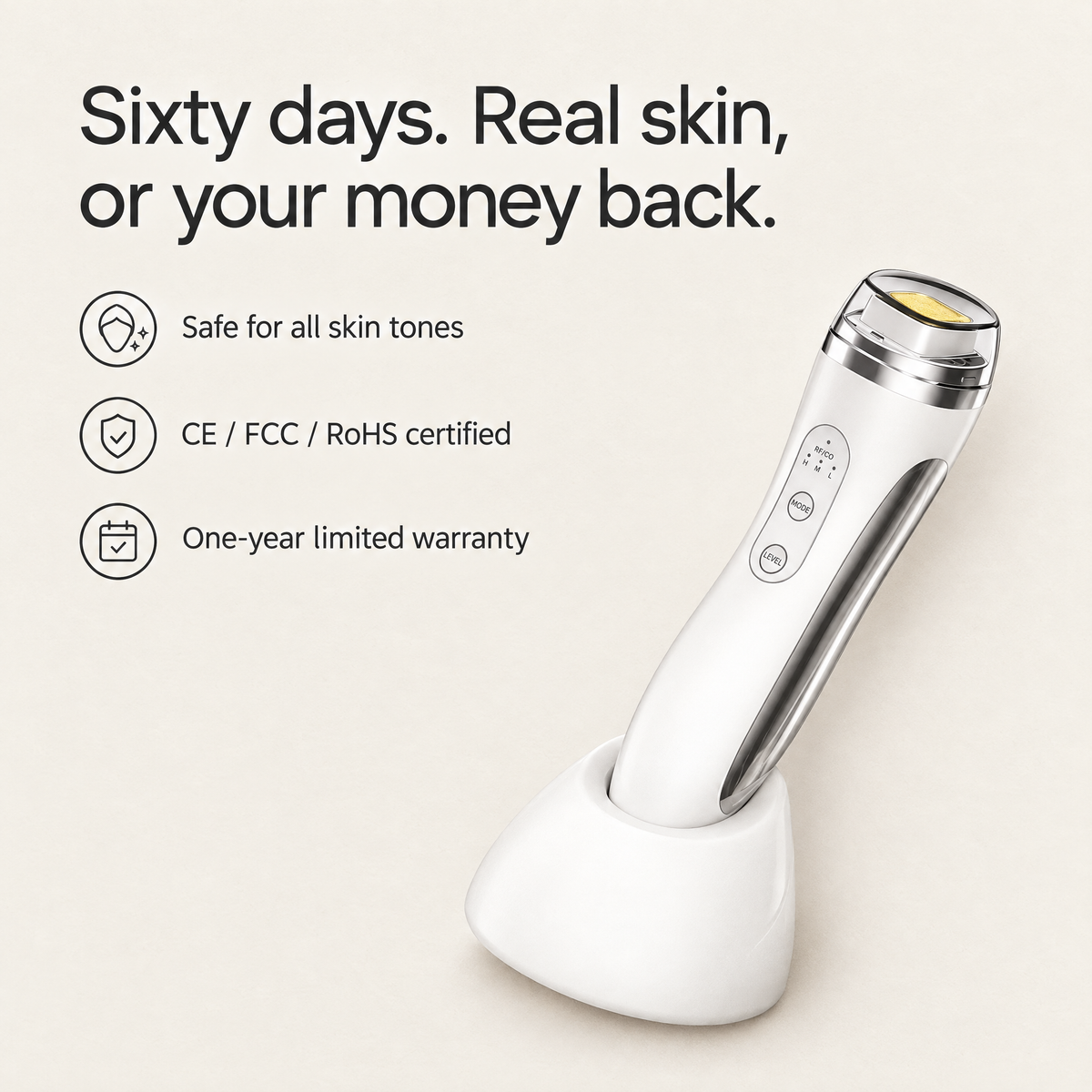 Sixty-day guarantee and certifications