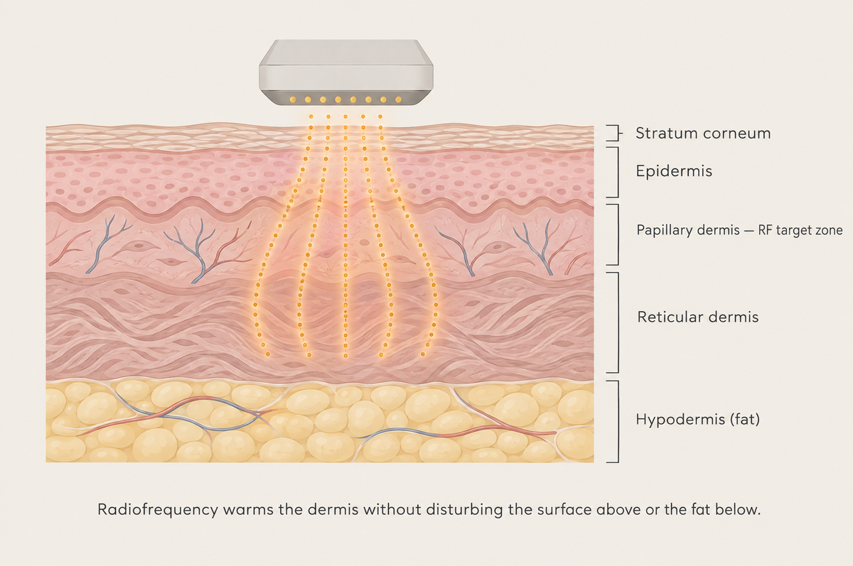 Skin cross-section showing the RF target zone